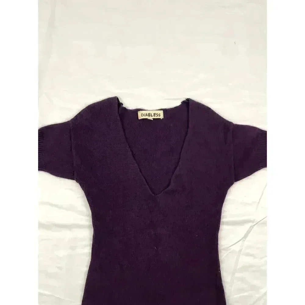 Diabless‎ Plum Purple Soft Sweater Top Small Short Sleeve
